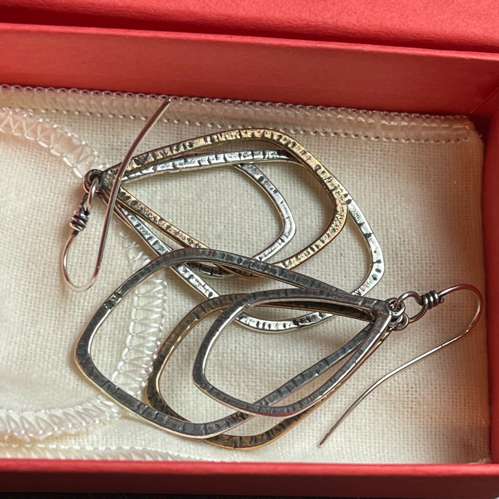 James Avery Hammered Multi-Loop Silver Dangle Ear… - image 4